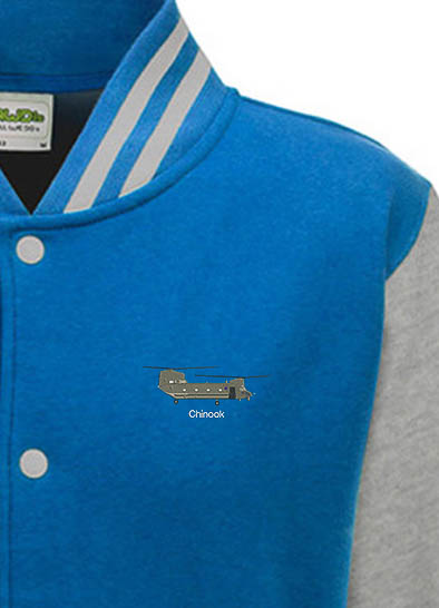 Chinook Sapphire Blue and Grey Varsity Jacket Chinook Sapphire Blue and Grey Varsity Jacket