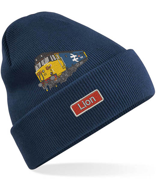 50027 Retro Navy Blue Cuffed Beanie with name 50027 Retro Navy Blue Cuffed Beanie with name