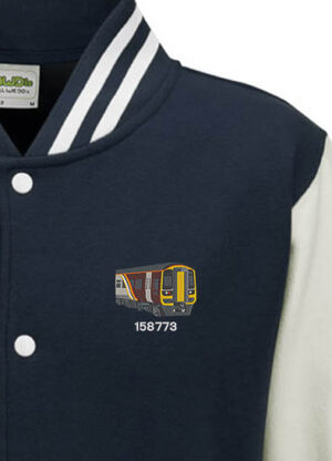 Class 158 EMR Navy Blue and White Varsity Jacket Class 158 EMR Navy Blue and White Varsity Jacket