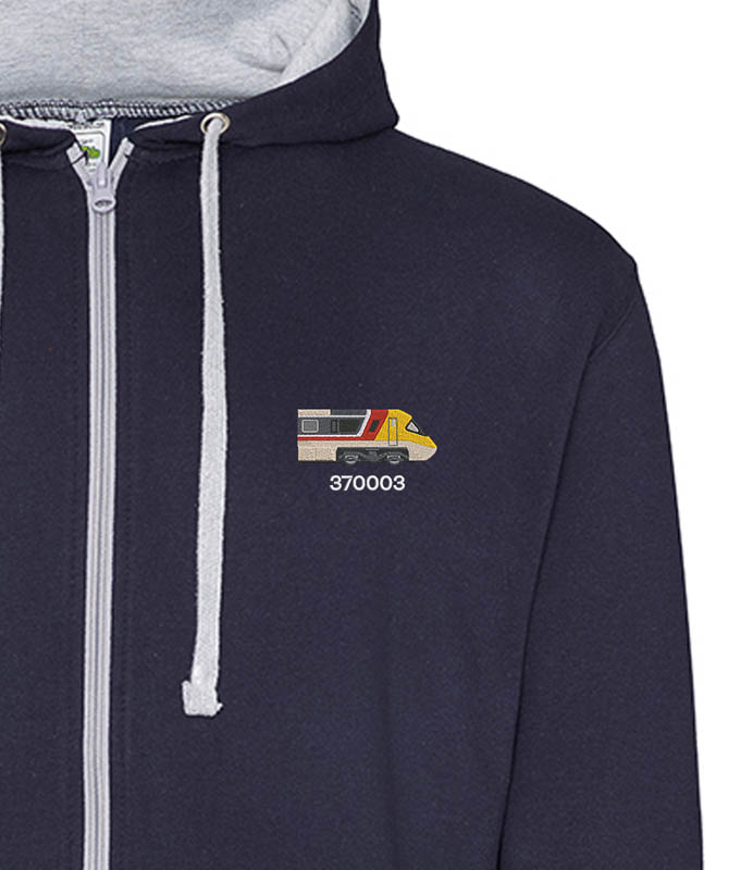 Class 370 APT 370003 Navy and Heather zipped hoodie Class 370 APT 370003 Navy and Heather zipped hoodie