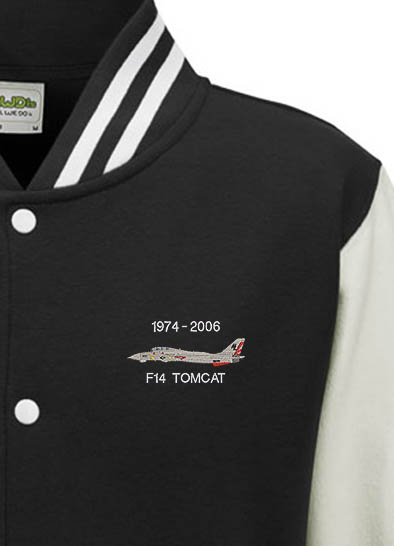 F-14 VFA111 Black and White Varsity Jacket F-14 VFA111 Black and White Varsity Jacket