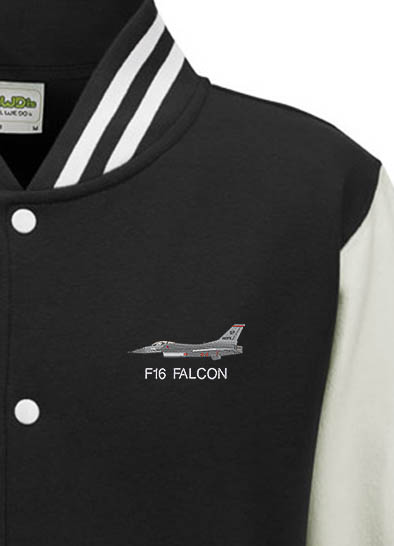 F-16C 480FS Black and White Varsity Jacket F-16C 480FS Black and White Varsity Jacket