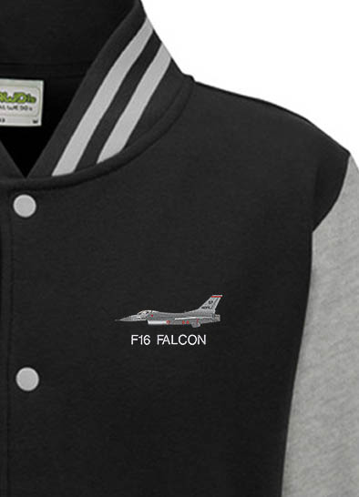 F-16C 480FS Black grey Varsity Jacket F-16C 480FS Black grey Varsity Jacket