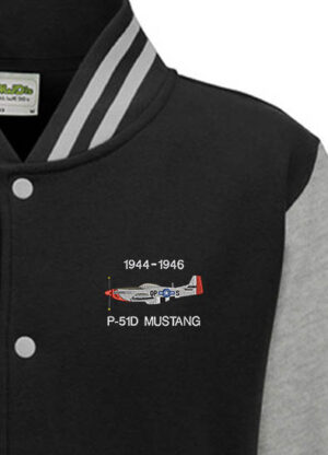 P51D 334FS QP-S Black grey Varsity Jacket P51D 334FS QP-S Black grey Varsity Jacket