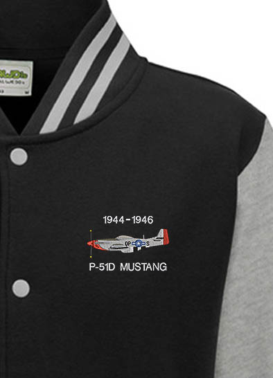 P51D 334FS QP-S Black grey Varsity Jacket P51D 334FS QP-S Black grey Varsity Jacket