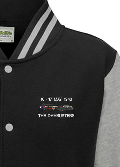 Dambusters Black grey Varsity Jacket Dambusters Black grey Varsity Jacket