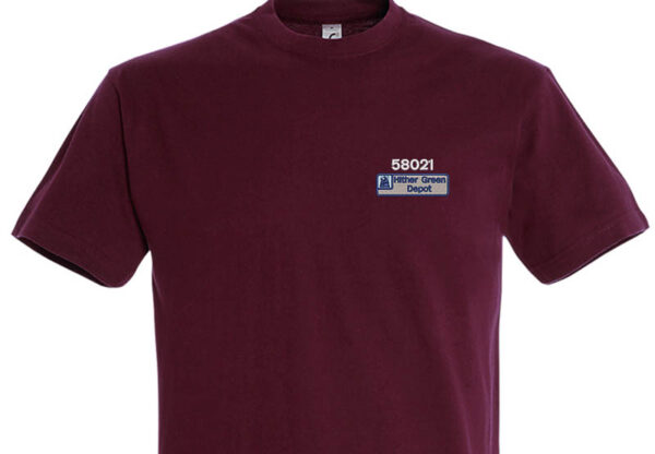 Class 58 58021 Mainline Nameplate Burgundy T-Shirt Class 58 58021 Mainline Nameplate Burgundy T-Shirt