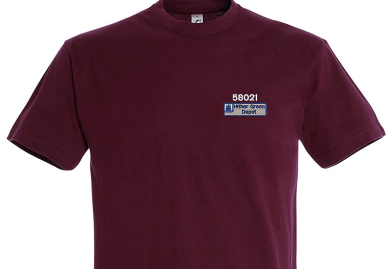 Class 58 58021 Mainline Nameplate Burgundy T-Shirt Class 58 58021 Mainline Nameplate Burgundy T-Shirt