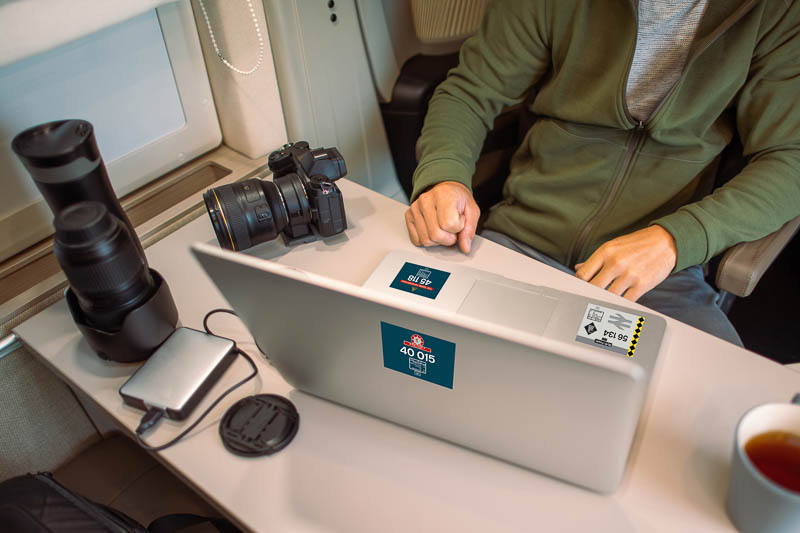 Data Panel Stickers stickers on laptop with cameras