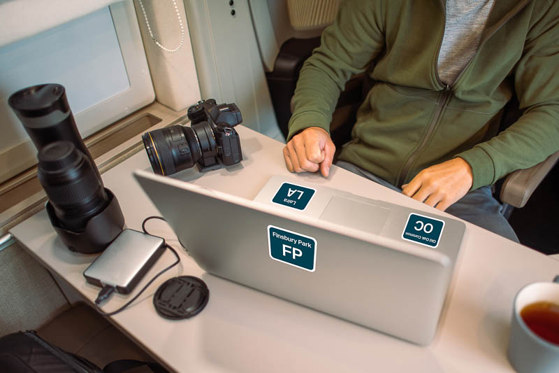 Depot stickers on laptop with cameras Depot stickers on laptop with cameras