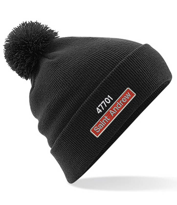 47701 number and nameplate Black Pom Pom Beanie 47701 number and nameplate Black Pom Pom Beanie