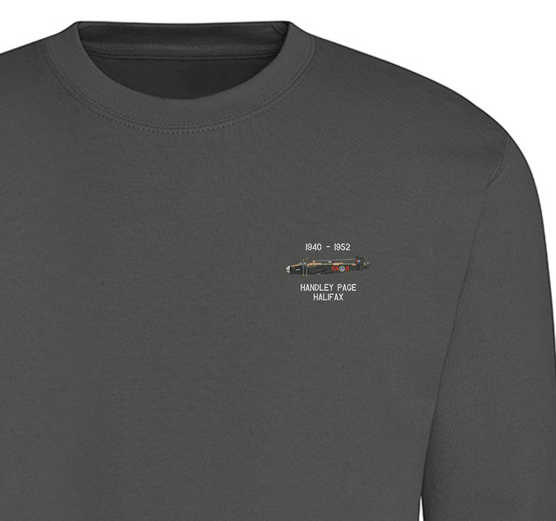 Halifax 77 Sqn Steel Grey Sweatshirt Halifax 77 Sqn Steel Grey Sweatshirt