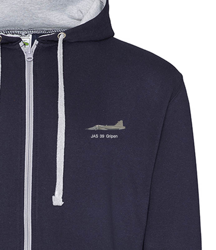 Gripen Navy and Heather zipped hoodie