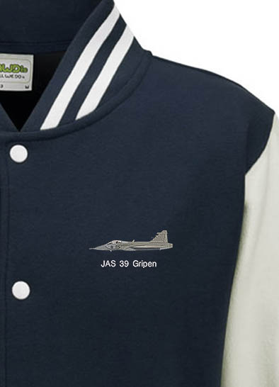 Gripen Navy Blue and White Varsity Jacket Gripen Navy Blue and White Varsity Jacket