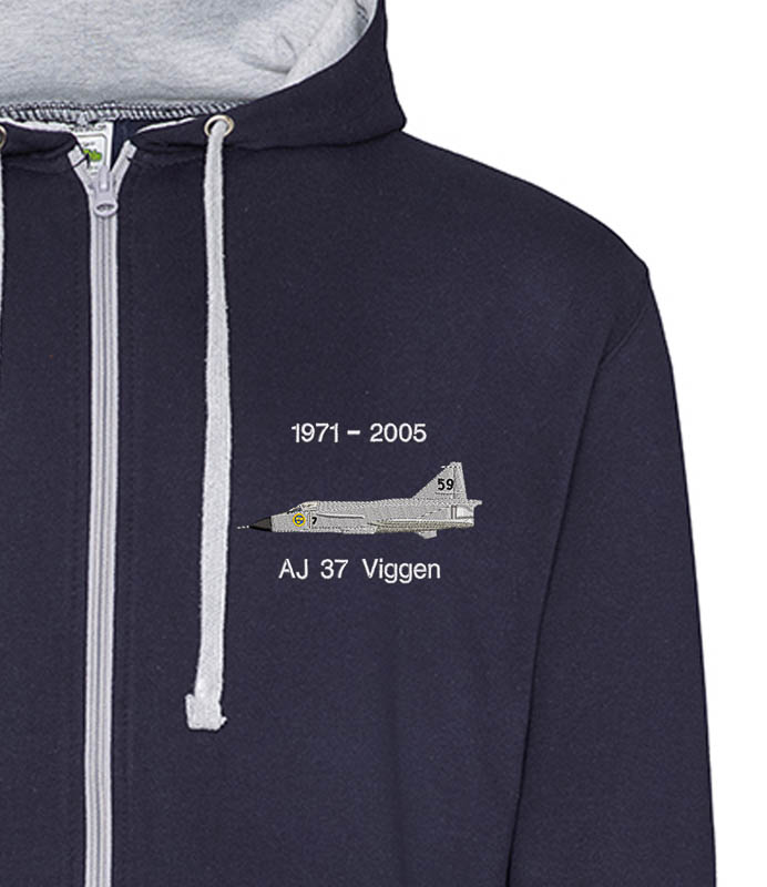 Viggen Navy and Heather zipped hoodie
