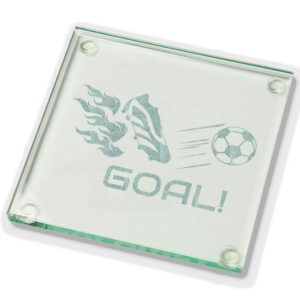 Flames and football v002 Glass Coaster.jpg Goal Laser Cut Glass Coaster