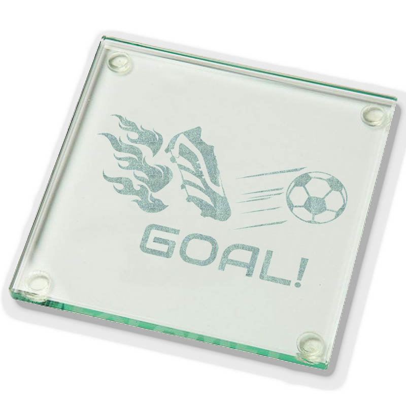 Goal Laser Cut Glass Coaster