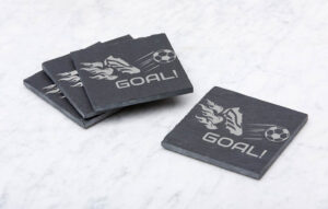 Flames and football v002 Slate Coaster.jpg Goal Laser Etched Slate Coaster