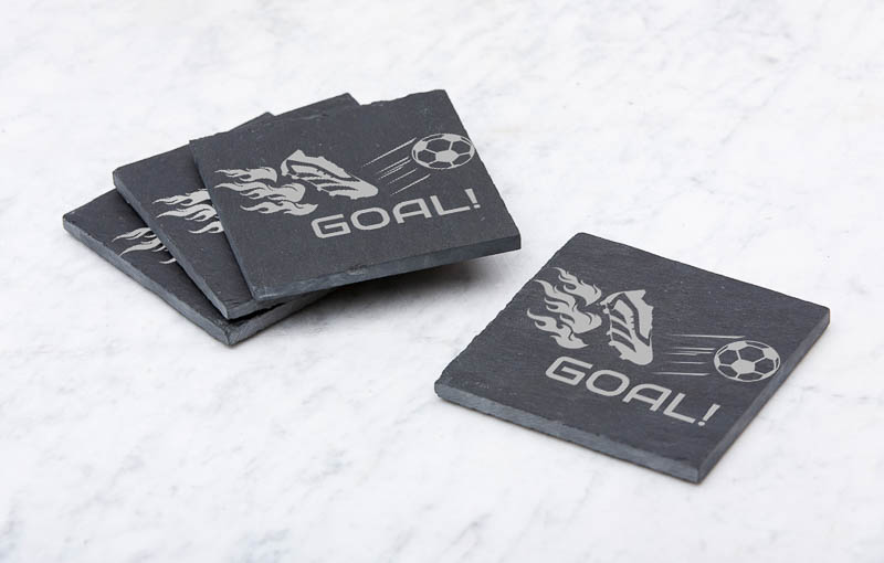 Flames and football v002 Slate Coaster.jpg Goal Laser Etched Slate Coaster