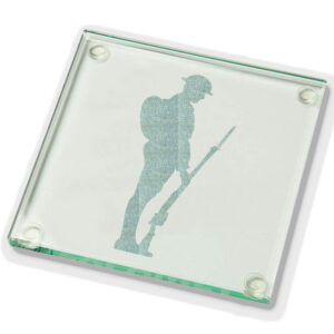 Soldier Silhouette Laser Cut Glass Coaster