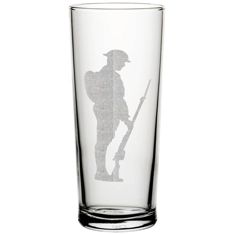 Soldier Silhouette Laser Cut Pint Glass