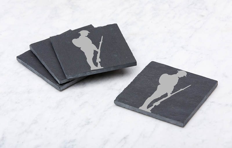 Soldier Silhoette v001 Slate Coaster.jpg Soldier Silhouette Laser Etched Slate Coaster