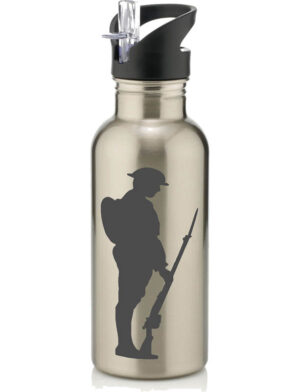Soldier Silhouette Laser Etched Water Bottle