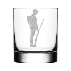 Soldier Silhouette Laser Etched Whisky Glass