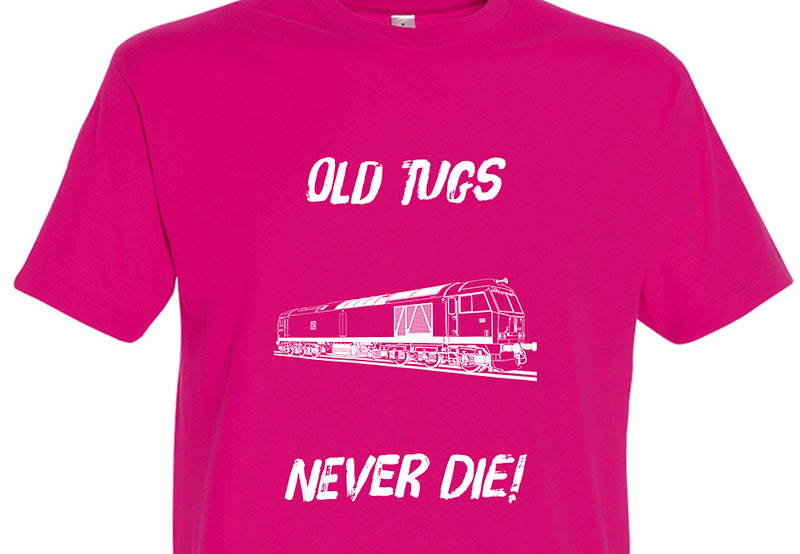 Old Tugs Never die Fuschia Pink T-Shirt Old Tugs Never die Fuschia Pink T-Shirt