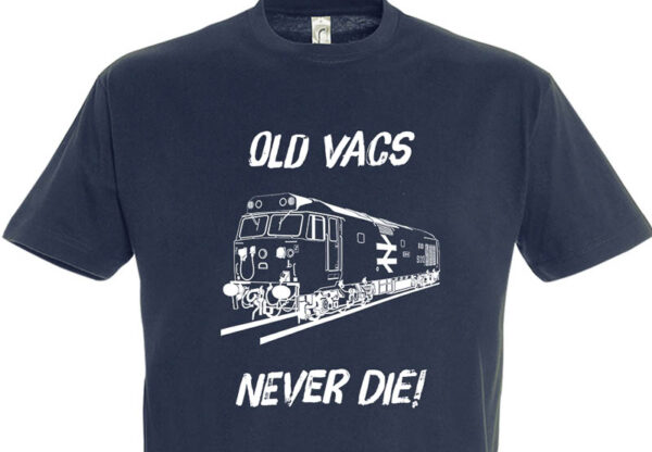 Old Vacs Never die 50013 Plain Navy Blue T-Shirt