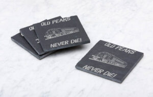 Old 44s Never die Slate Coaster.jpg Old Peaks Never Die Laser Etched Slate Coaster