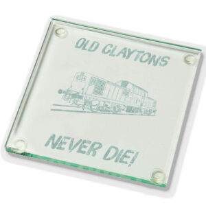 Old Claytons Never Die Laser Etched Glass Coaster