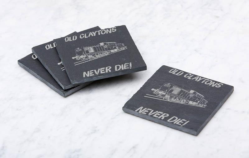 Old Claytons Never die plain Slate Coaster.jpg Old Claytons Never Die Laser Etched Slate Coaster