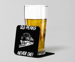 Old Peaks Never die v3 Plain Black Acrylic Beer Coaster.jpg Old Peaks Never Die Laser Etched Acrylic Coaster