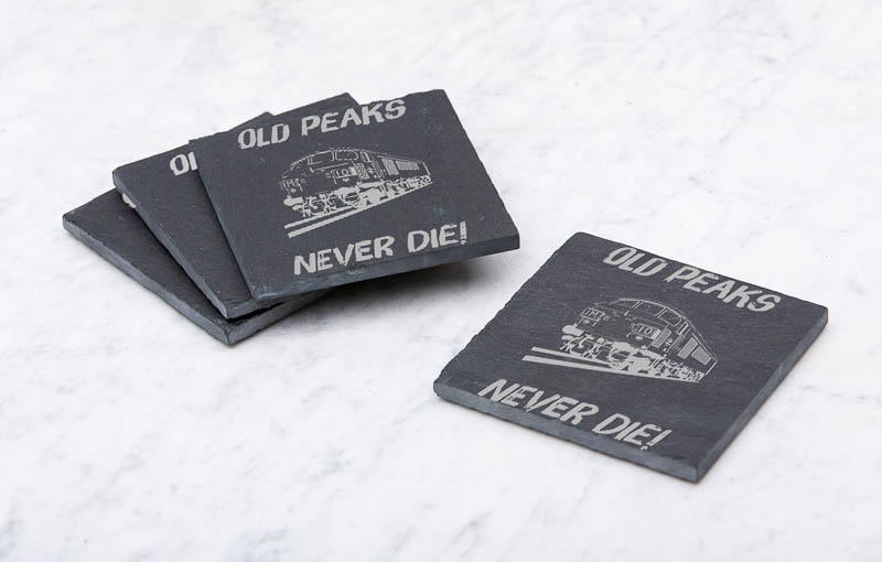 Old Peaks Never die v3 Plain Slate Coaster.jpg Old Peaks Never Die Laser Etched Slate Coaster