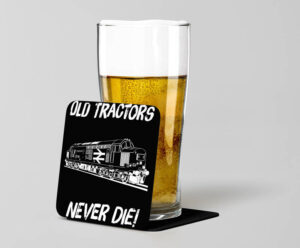 Old Tractors Never die v2 Plain Black Acrylic Beer Coaster.jpg Old Tractors Never Die Laser Etched Acrylic Coaster