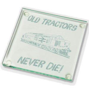 Old Tractors Never die v2 Plain Glass Coaster.jpg Old Tractors Never Die Laser Etched Glass Coaster