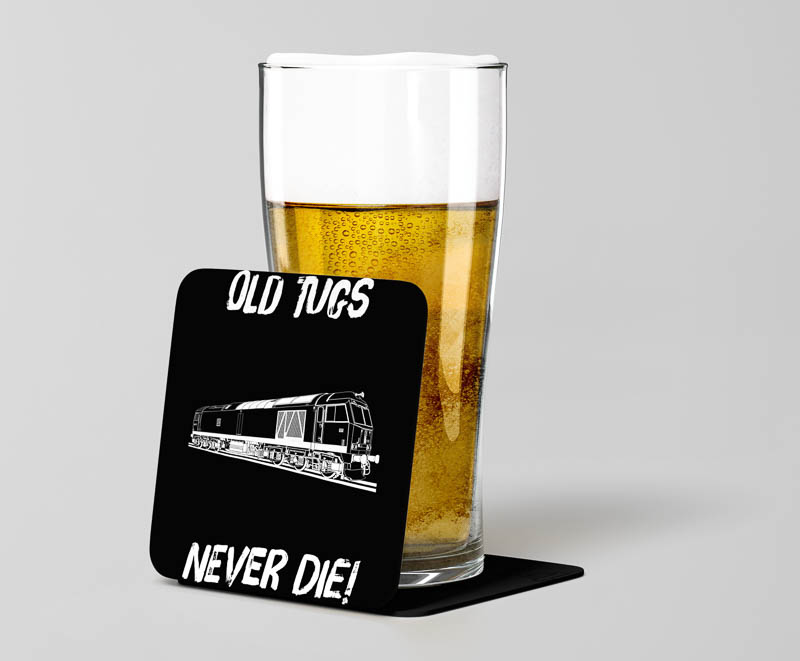 Old Tugs Never die Black Acrylic Beer Coaster.jpg Old Tugs Never Die Laser Etched Acrylic Coaster