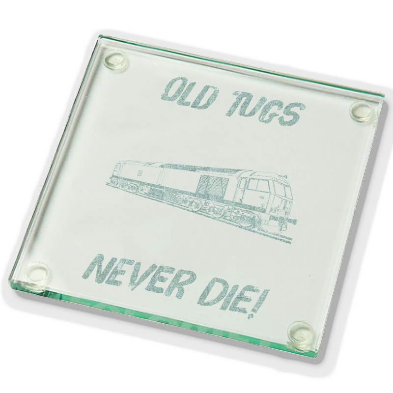 Old Tugs Never die Glass Coaster.jpg Old Tugs Never Die Laser Etched Glass Coaster