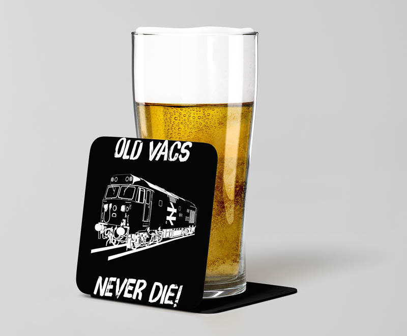 Old Vacs Never die 50013 Plain Black Acrylic Beer Coaster.jpg Old Vacs Never Die Laser Etched Acrylic Coaster
