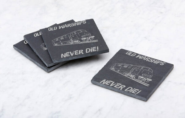 Old Warships Never die Plain Slate Coaster