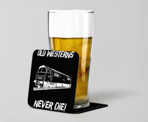 Old Westerns Never die plain Black Acrylic Beer Coaster.jpg Old Westerns Never Die Laser Etched Acrylic Coaster