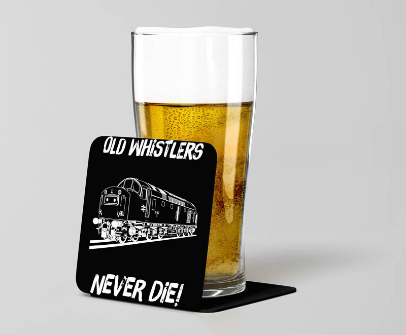 Old Whistlers Never die plain Black Acrylic Beer Coaster.jpg Old Whistlers Never Die Laser Etched Acrylic Coaster
